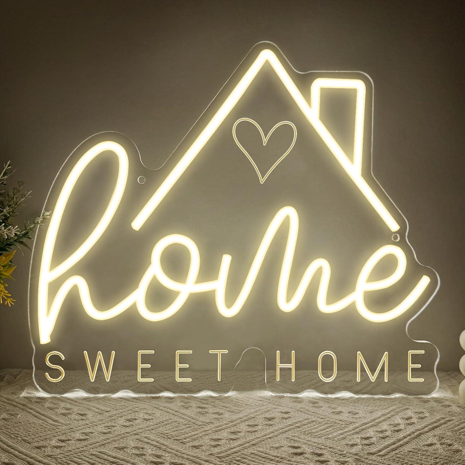 Room Lighting Bedroom Decor - لافتة نيون 'Sweet Home' مع إضاءة