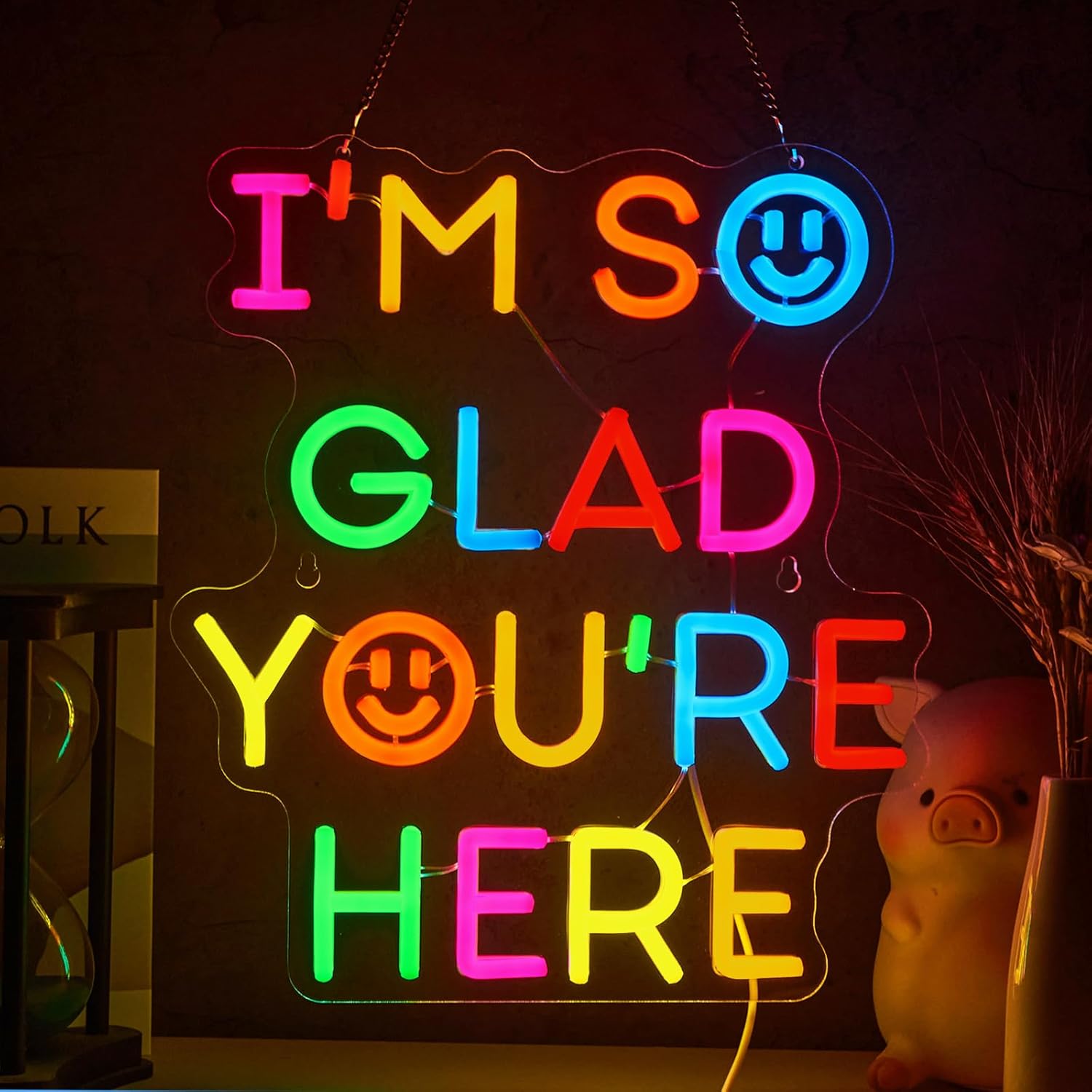 Room Lighting Bedroom Decor - ﻿ لافتة نيون مكتوب عليها 'أنا