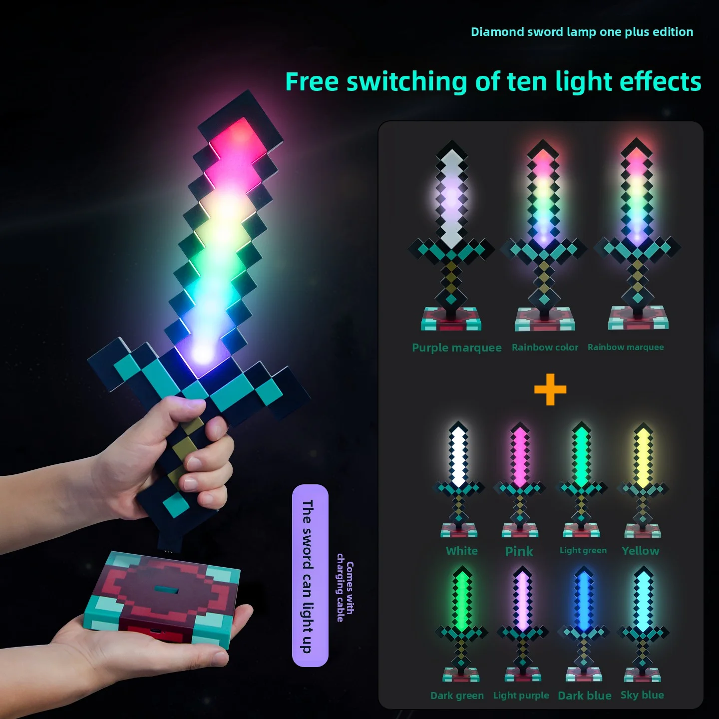 Lighting Decor Minecraft - مصباح ليلي LED على شكل سيف
