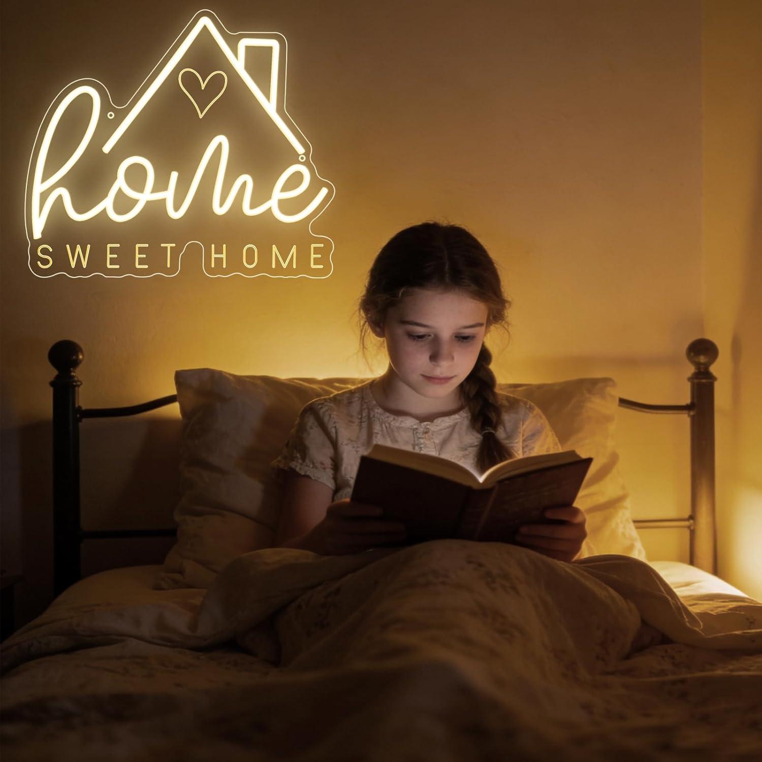 لافتة نيون 'Sweet Home' مع إضا - مراجعة Room Lighting Bedroom Decor وسعره