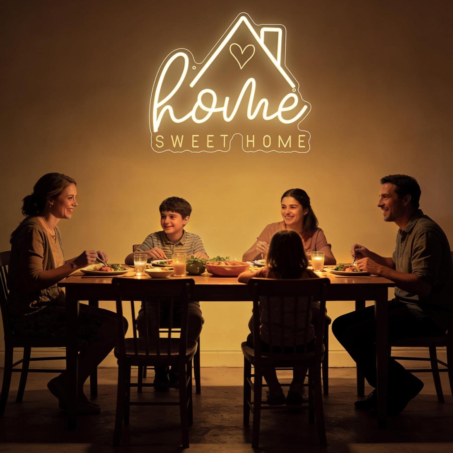 لافتة نيون 'Sweet Home' مع إضا - مراجعة Room Lighting Bedroom Decor وسعره