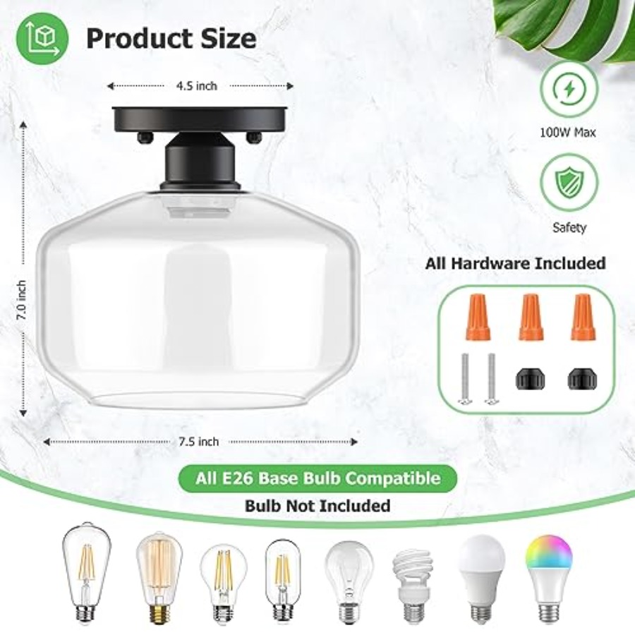 مصباح سقف شبه مدمج (2 قطعة)، م - مراجعة Pendant Light Shade وسعره