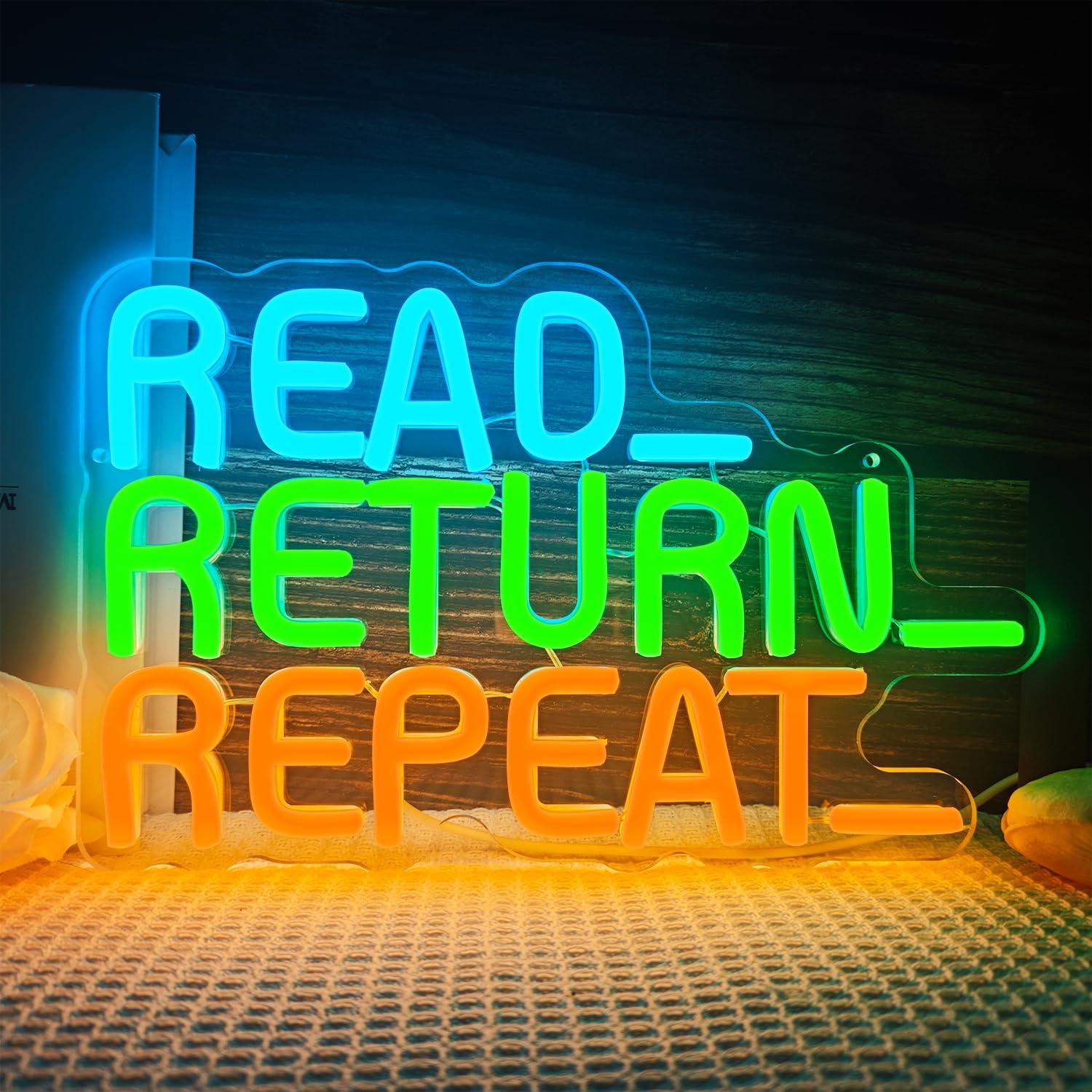 لافتة نيون بعبارة 'اقرأ، ارجع، - مراجعة Decor Lighting Returns وسعره